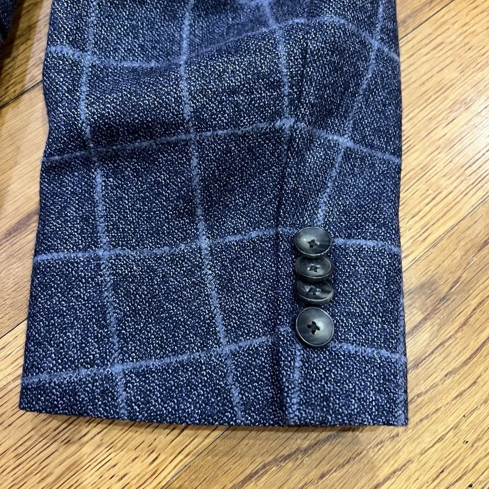 Hart Schaffner Marx Blazer Mens 44L Blue Plaid Sport Coat 2 Button Made in USA‎